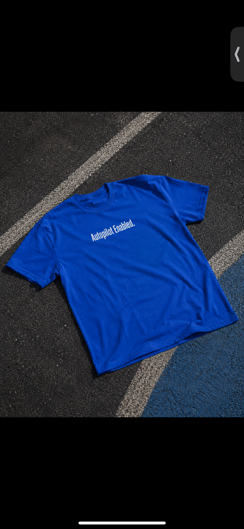 Autopilot Enabled Minimal Script Tee — White Cotton T‑Shirt