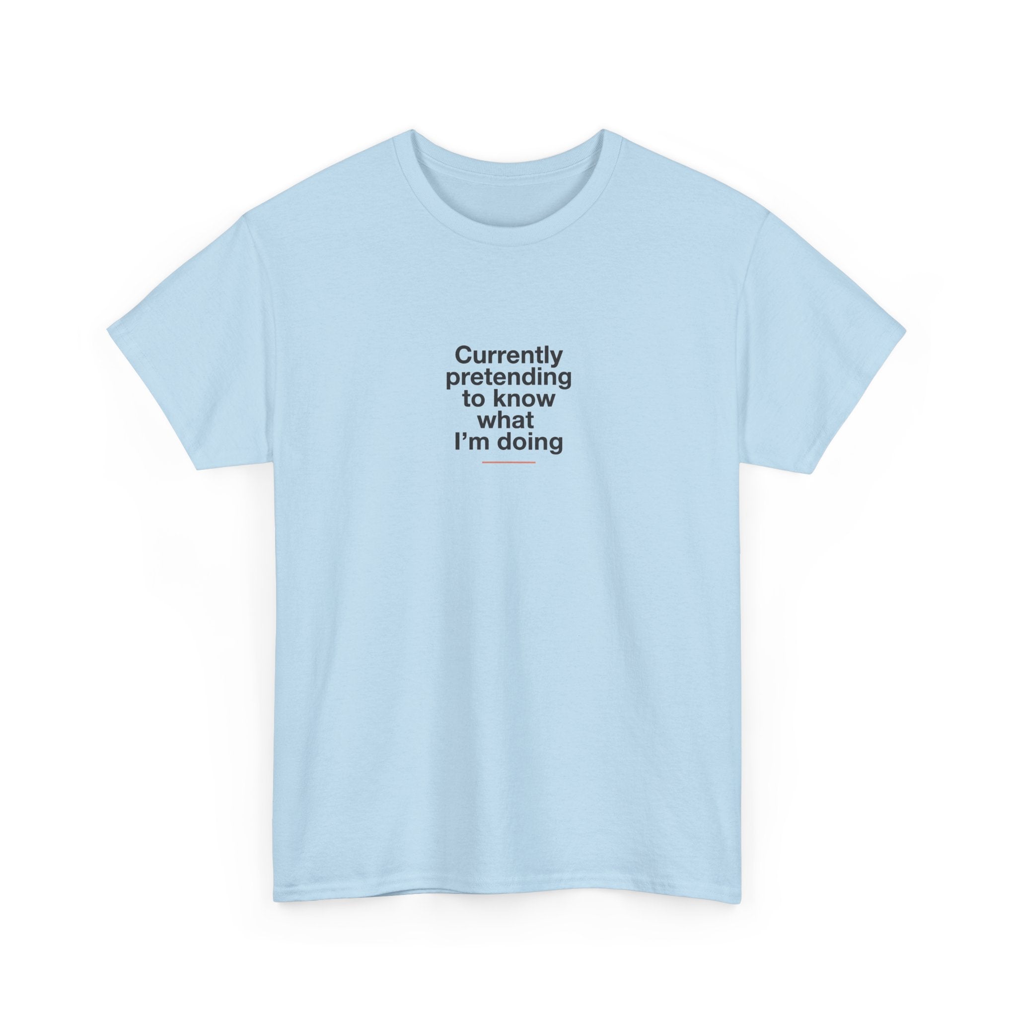 T-Shirt — 'Currently Pretending to Know What I’m Doing' Minimal Graphic Tee