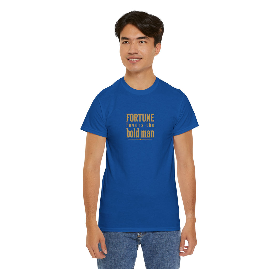 Fortune Favors the Bold Man T‑Shirt — Motivational Minimalist Graphic Tee
