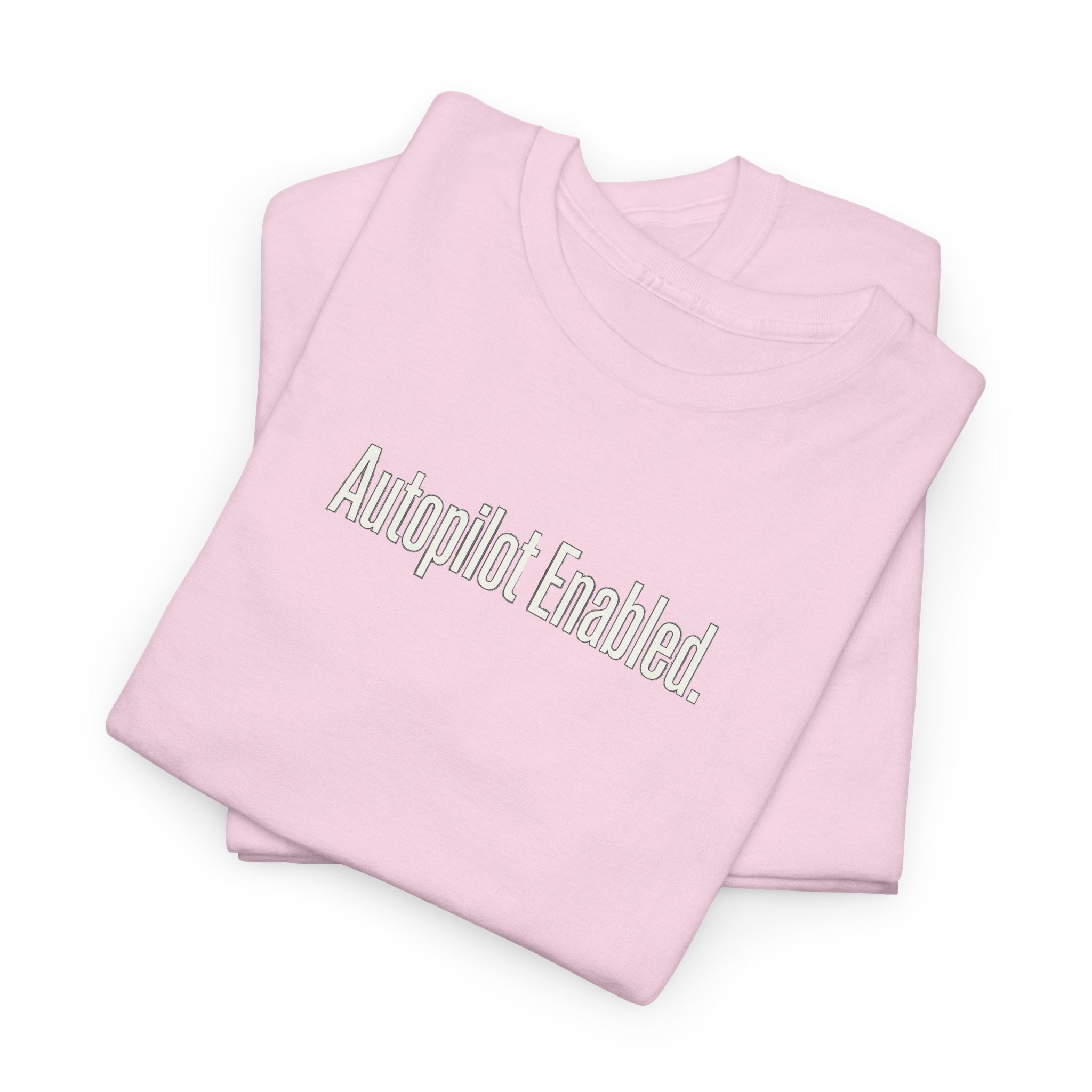 Autopilot Enabled Minimal Script Tee — White Cotton T‑Shirt