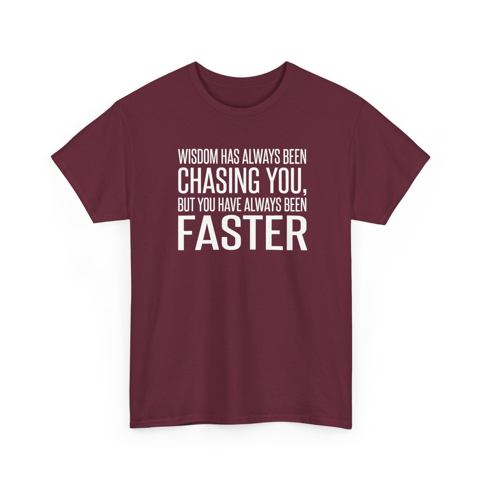 Funny Quote T-Shirt — "Wisdom Has Always Been Chasing You, But You Have Always Been Faster"