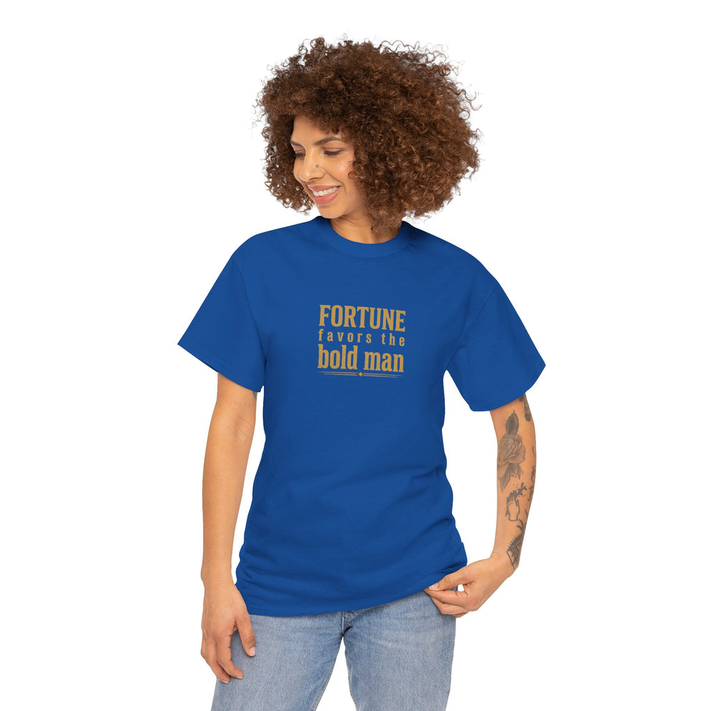 Fortune Favors the Bold Man T‑Shirt — Motivational Minimalist Graphic Tee
