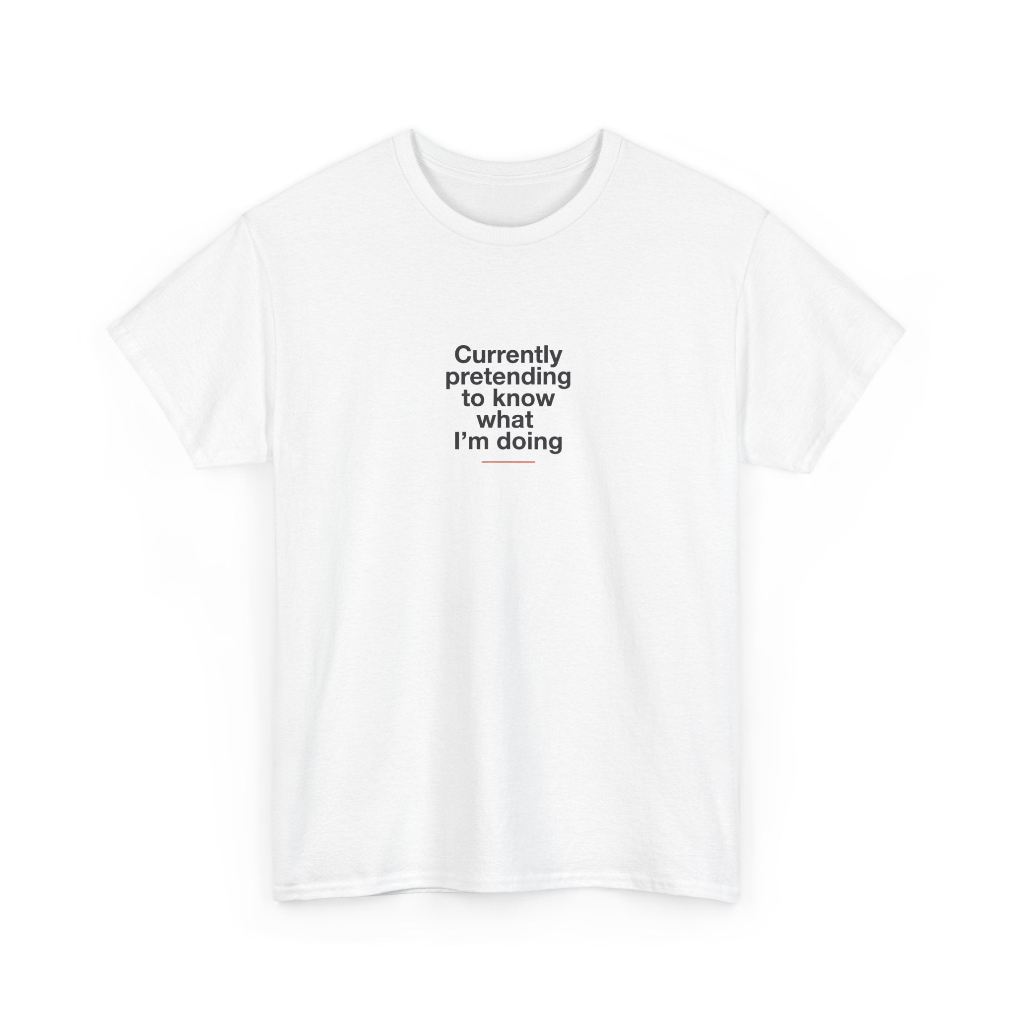 T-Shirt — 'Currently Pretending to Know What I’m Doing' Minimal Graphic Tee