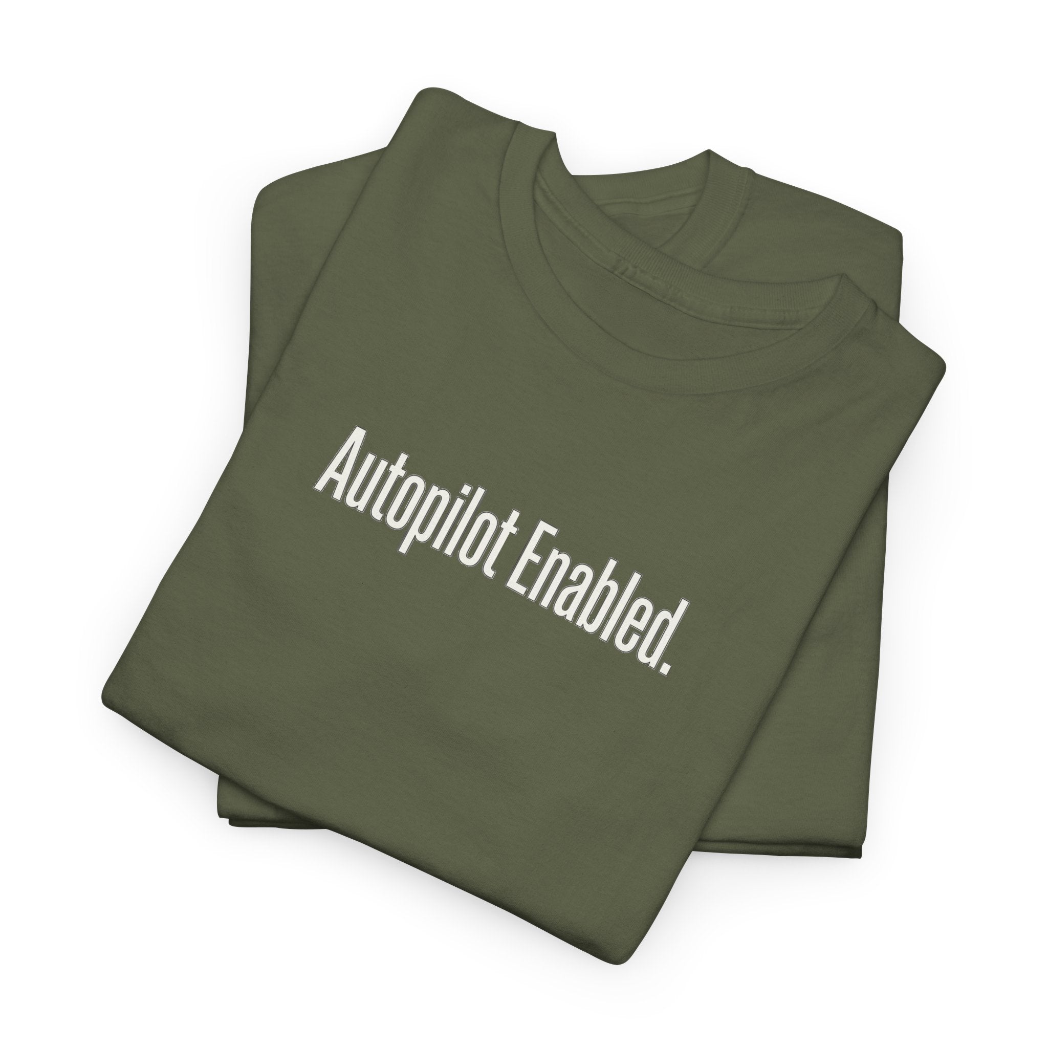 Autopilot Enabled Minimal Script Tee — White Cotton T‑Shirt
