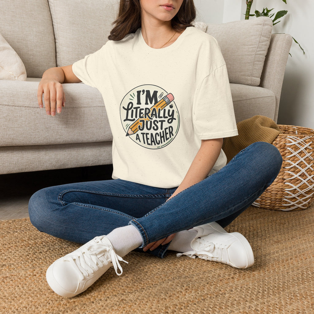 Teacher T-Shirt — “I’m Literally Just a Teacher” Retro Pencil Tee