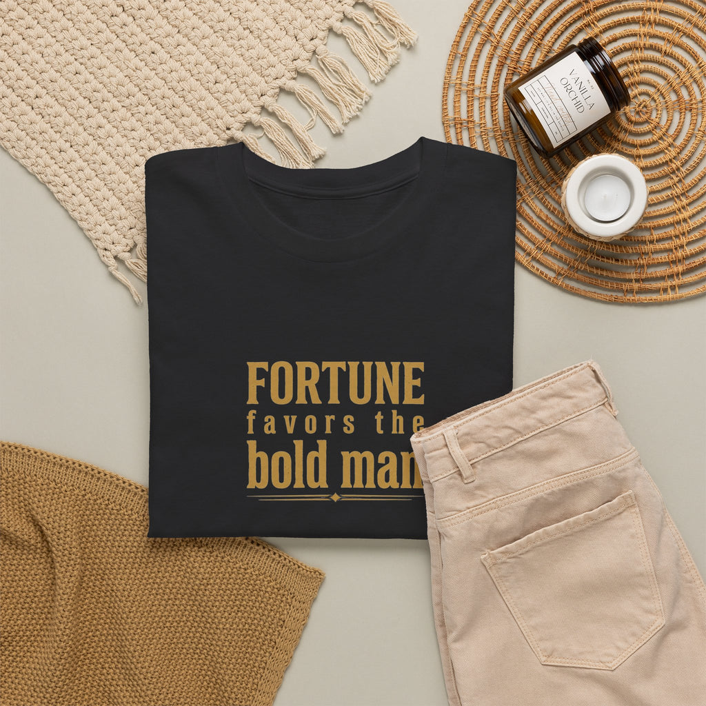 Fortune Favors the Bold Man T‑Shirt — Motivational Minimalist Graphic Tee