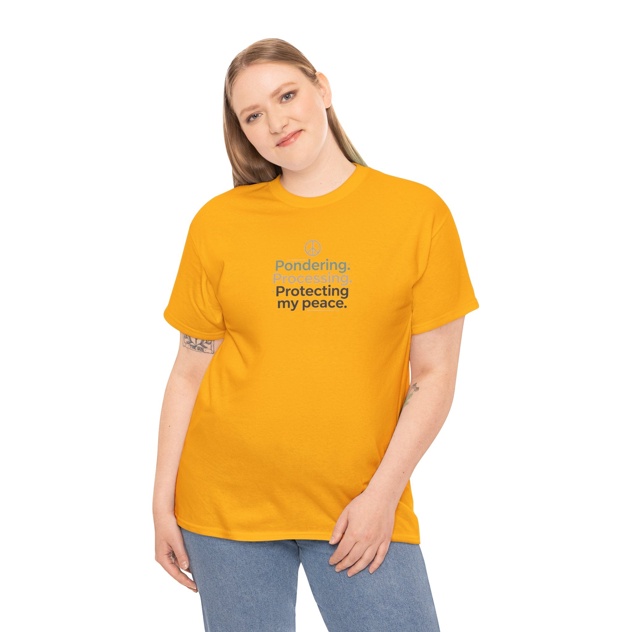 Pondering. Processing. Protecting My Peace. Tee — Mindful Self-Care Graphic T-Shirt