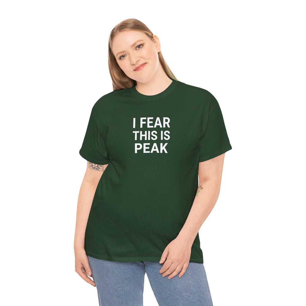 I Fear This Is Peak Tee — Funny Minimalist Graphic T-Shirt