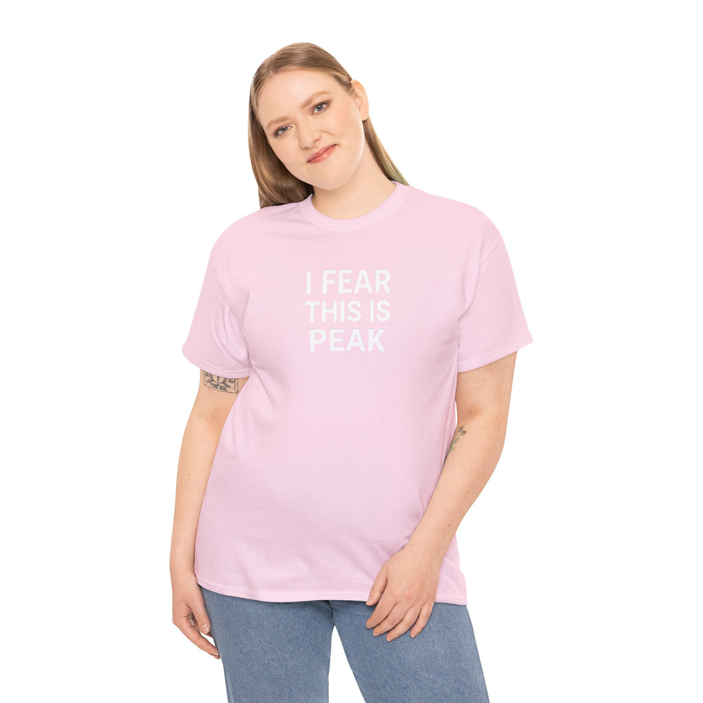 I Fear This Is Peak Tee — Funny Minimalist Graphic T-Shirt