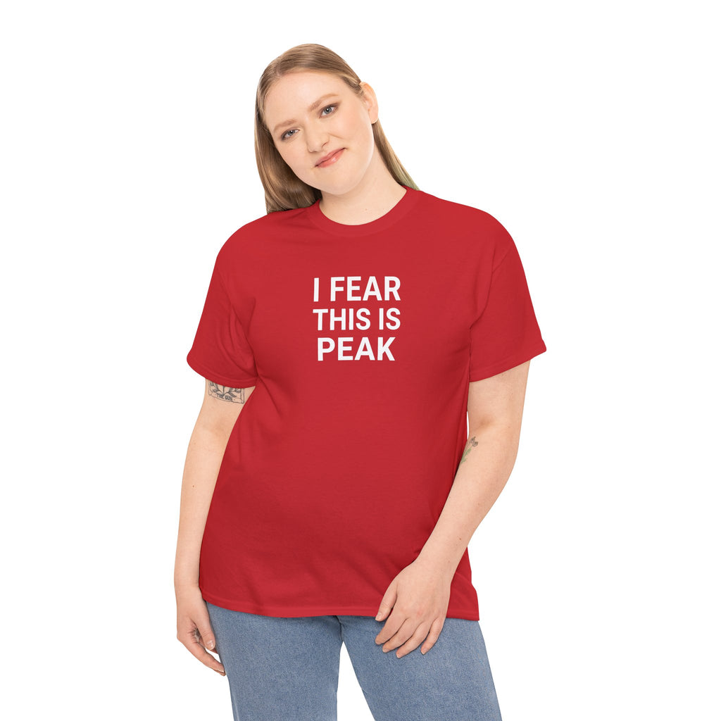 I Fear This Is Peak Tee — Funny Minimalist Graphic T-Shirt
