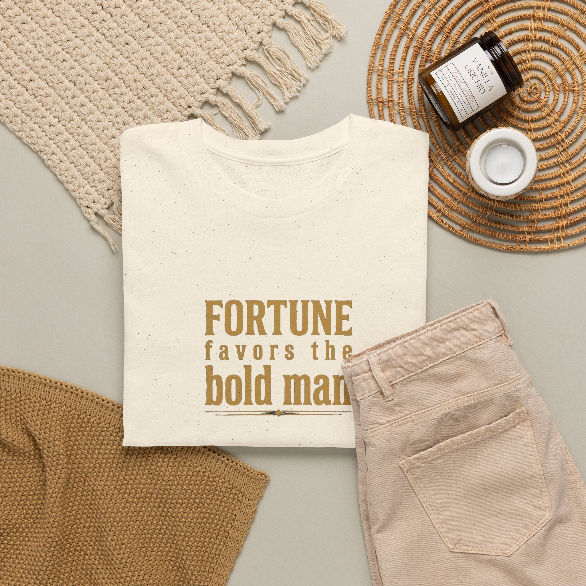 Fortune Favors the Bold Man T‑Shirt — Motivational Minimalist Graphic Tee