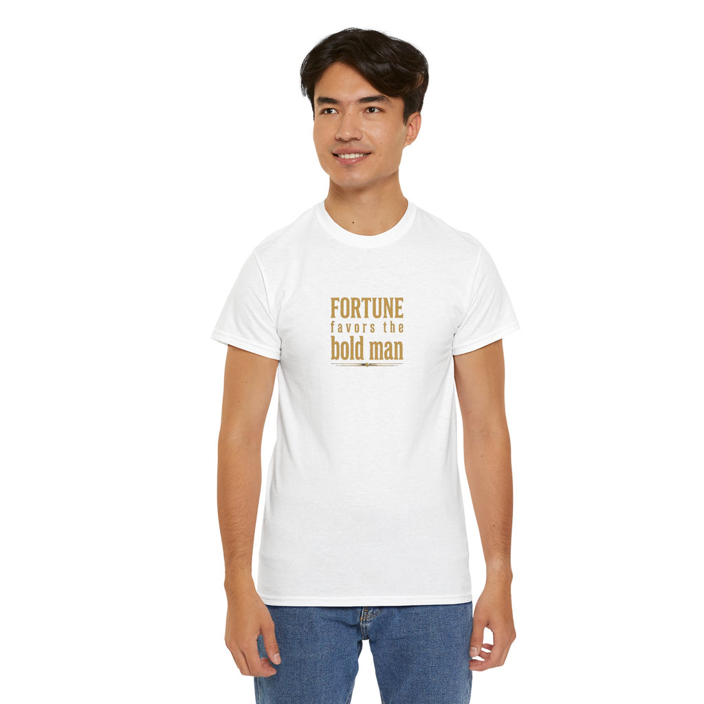 Fortune Favors the Bold Man T‑Shirt — Motivational Minimalist Graphic Tee