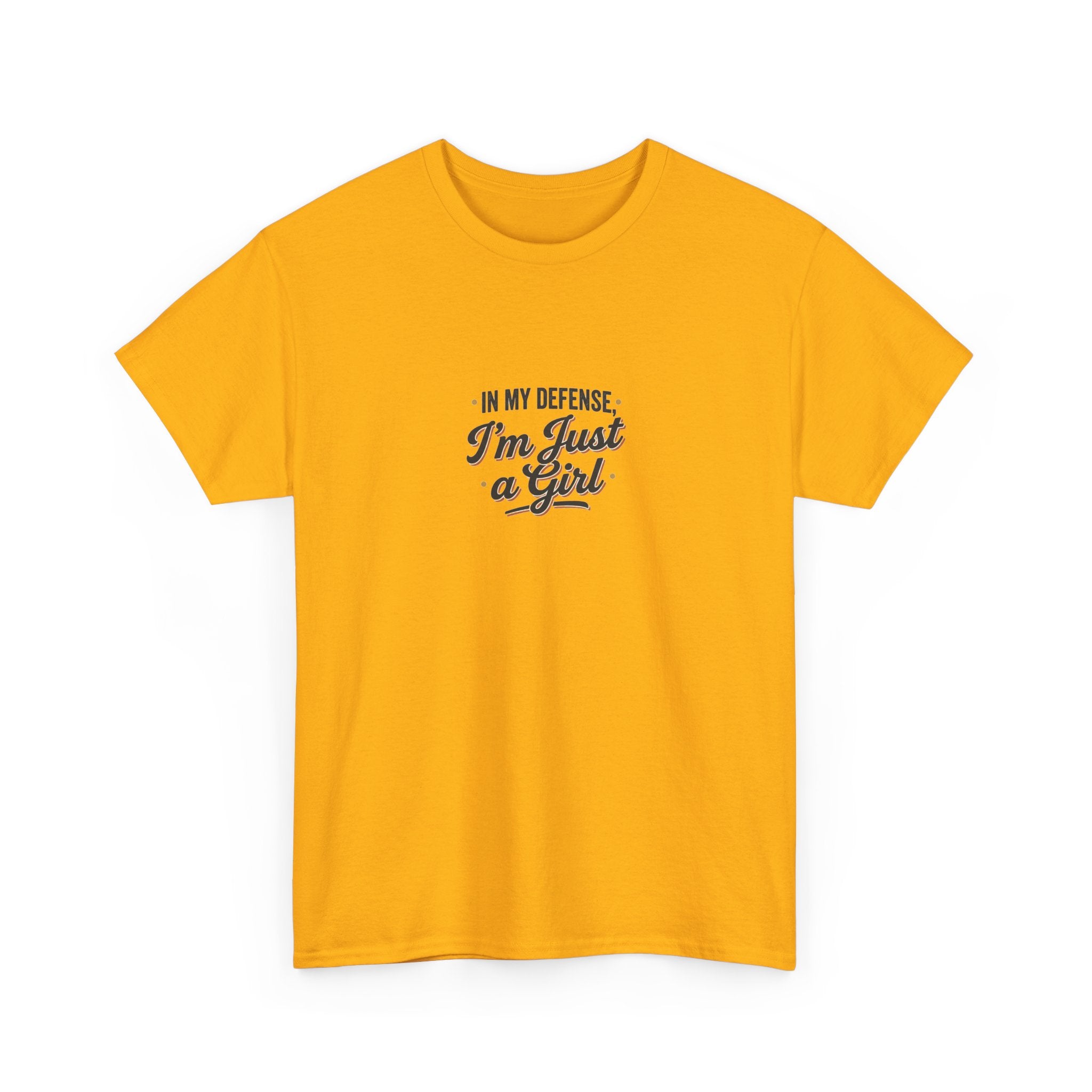 "In My Defense I'm Just a Girl" Graphic Tee - Feminine Retro Script T-Shirt