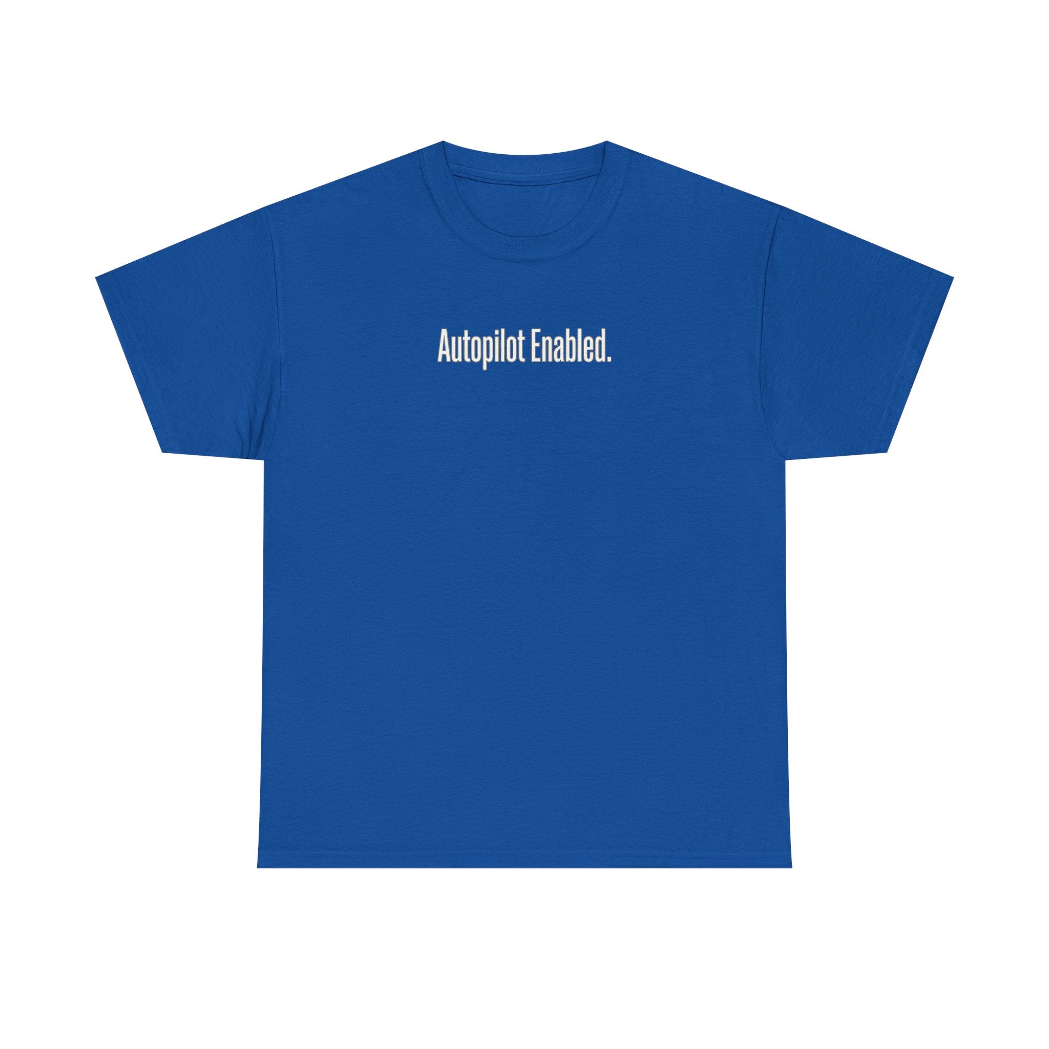 Autopilot Enabled Minimal Script Tee — White Cotton T‑Shirt