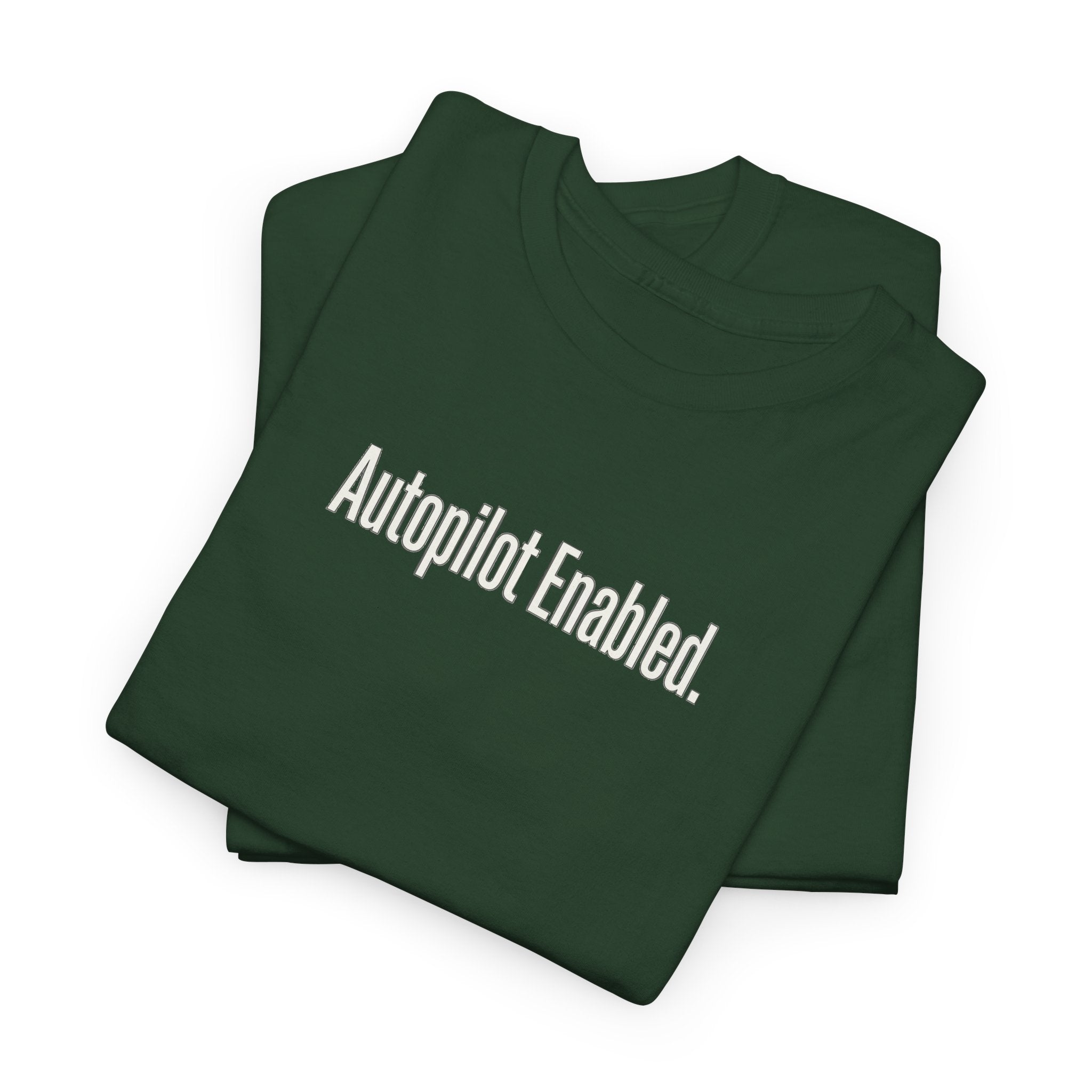 Autopilot Enabled Minimal Script Tee — White Cotton T‑Shirt