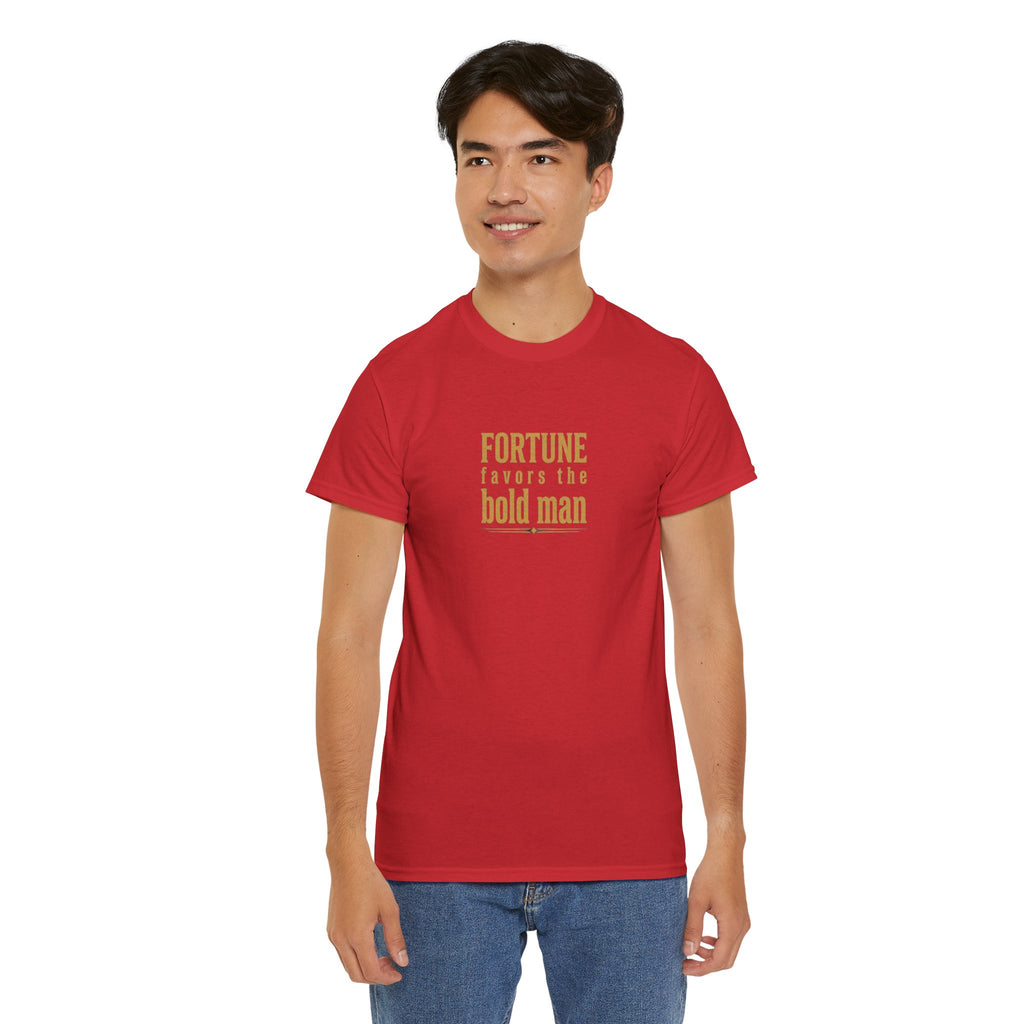 Fortune Favors the Bold Man T‑Shirt — Motivational Minimalist Graphic Tee
