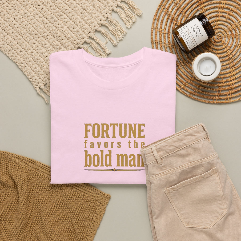 Fortune Favors the Bold Man T‑Shirt — Motivational Minimalist Graphic Tee