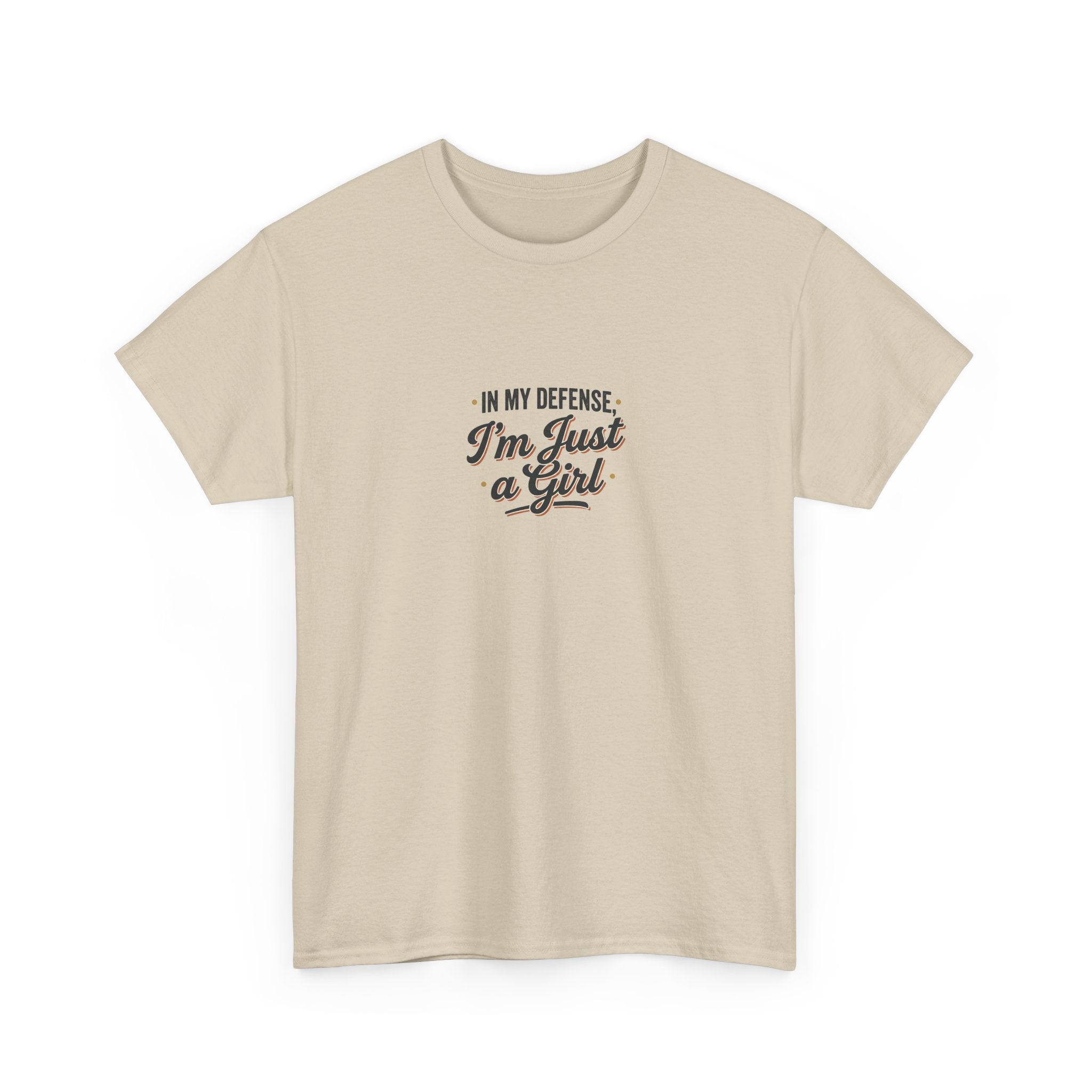 "In My Defense I'm Just a Girl" Graphic Tee - Feminine Retro Script T-Shirt