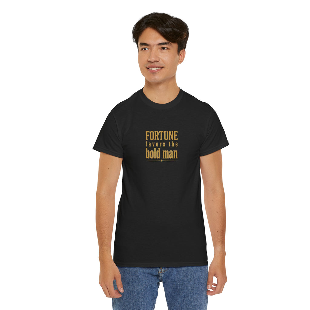 Fortune Favors the Bold Man T‑Shirt — Motivational Minimalist Graphic Tee