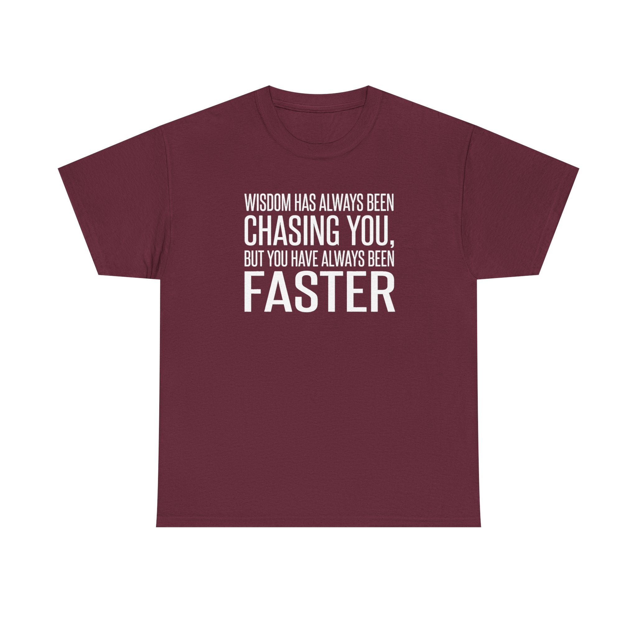 Funny Quote T-Shirt — "Wisdom Has Always Been Chasing You, But You Have Always Been Faster"