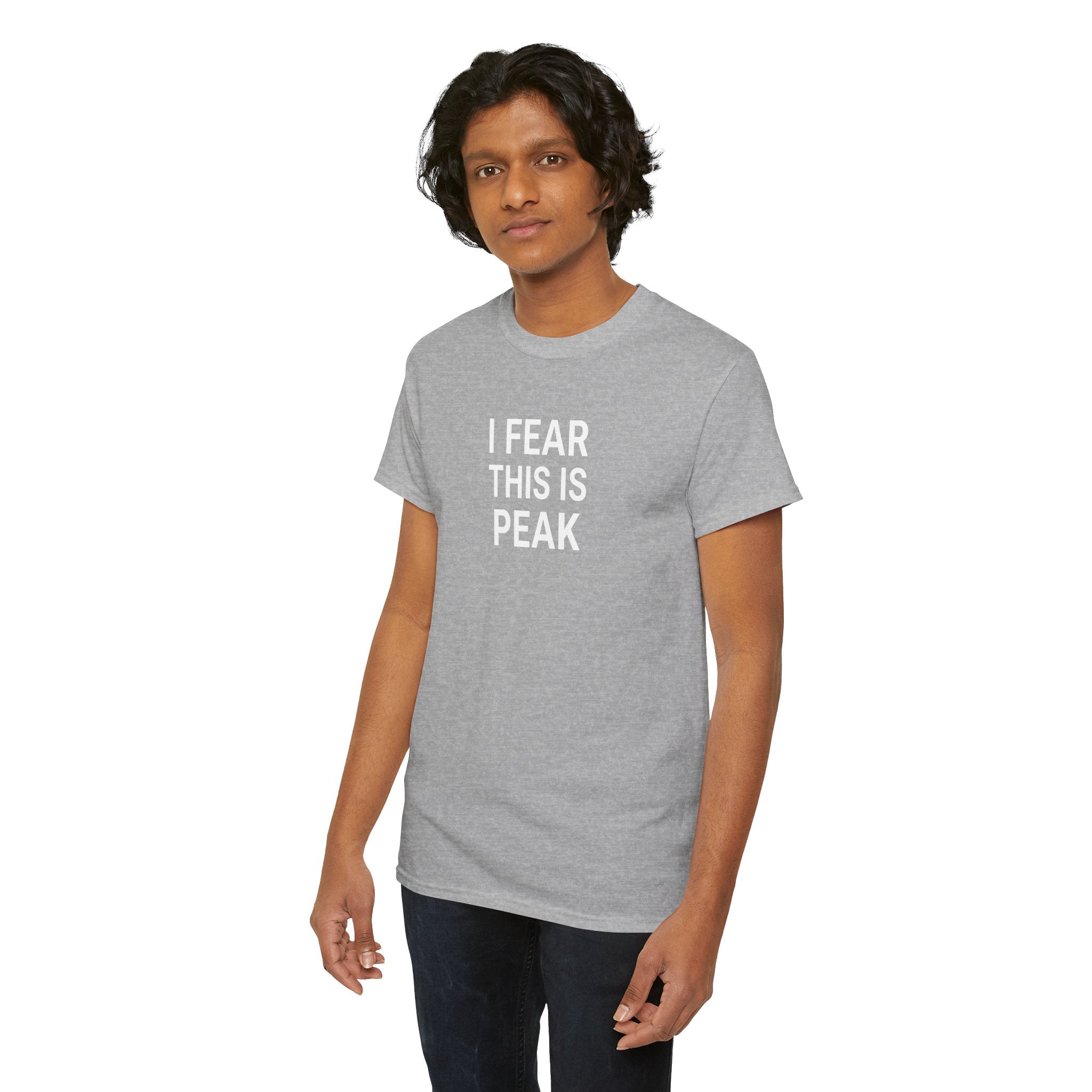 I Fear This Is Peak Tee — Funny Minimalist Graphic T-Shirt