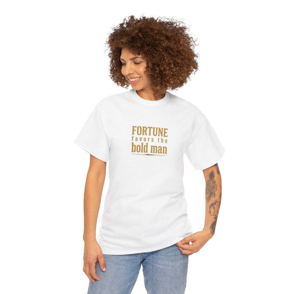 Fortune Favors the Bold Man T‑Shirt — Motivational Minimalist Graphic Tee