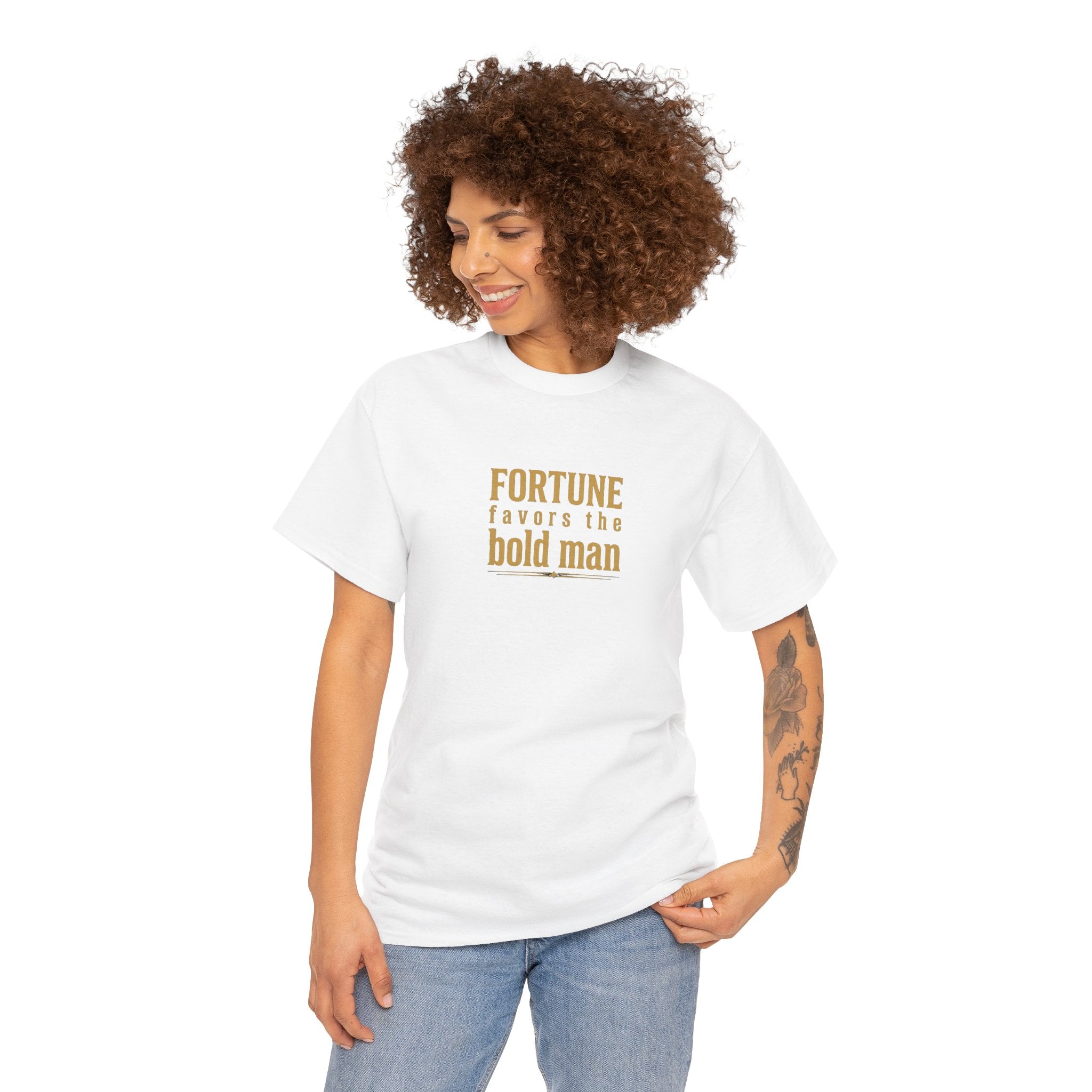 Fortune Favors the Bold Man T‑Shirt — Motivational Minimalist Graphic Tee