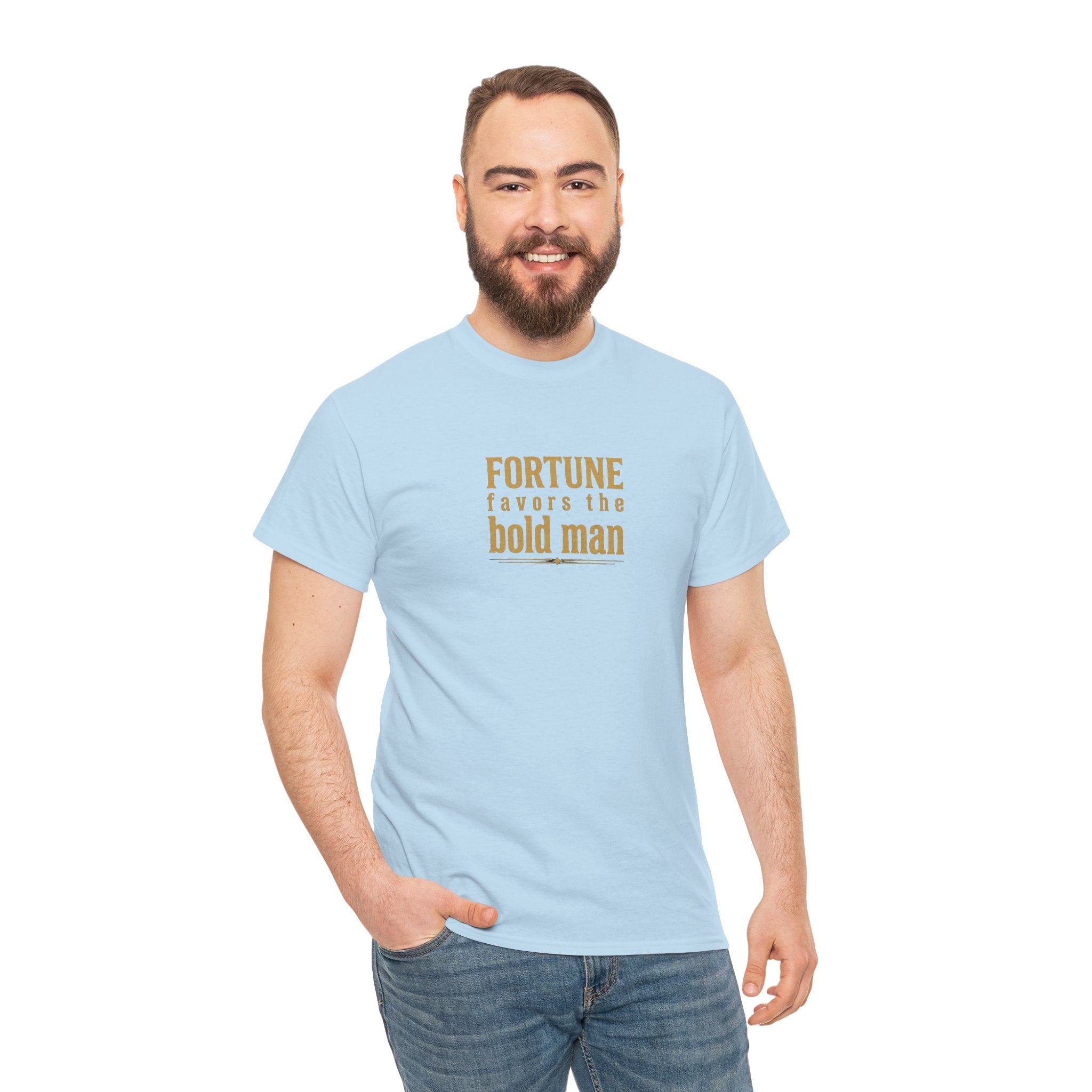 Fortune Favors the Bold Man T‑Shirt — Motivational Minimalist Graphic Tee