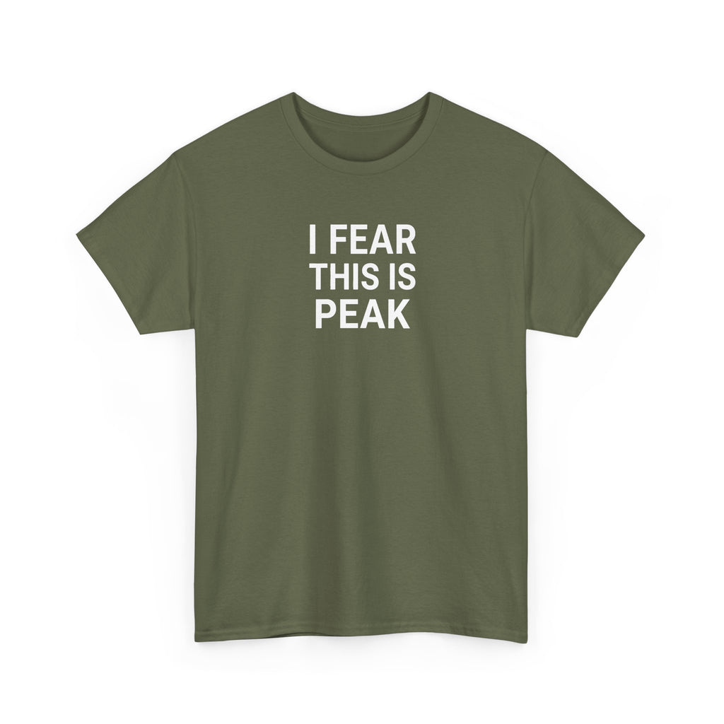 I Fear This Is Peak Tee — Funny Minimalist Graphic T-Shirt
