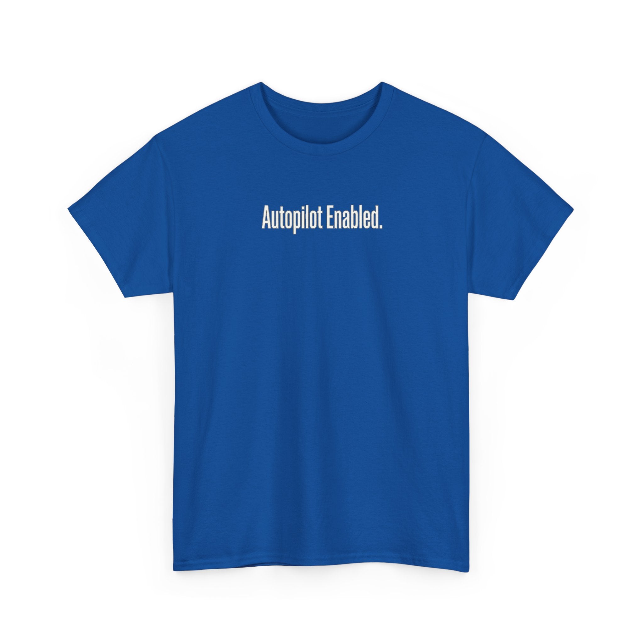 Autopilot Enabled Minimal Script Tee — White Cotton T‑Shirt