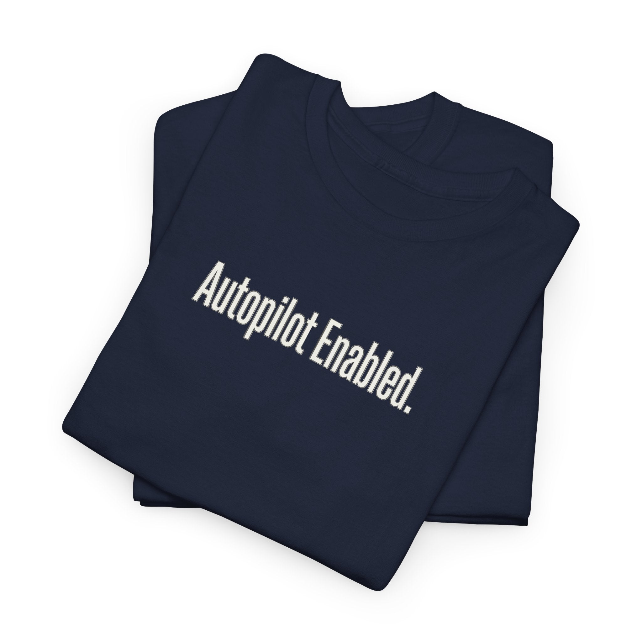 Autopilot Enabled Minimal Script Tee — White Cotton T‑Shirt