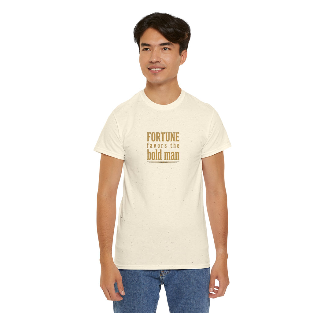 Fortune Favors the Bold Man T‑Shirt — Motivational Minimalist Graphic Tee
