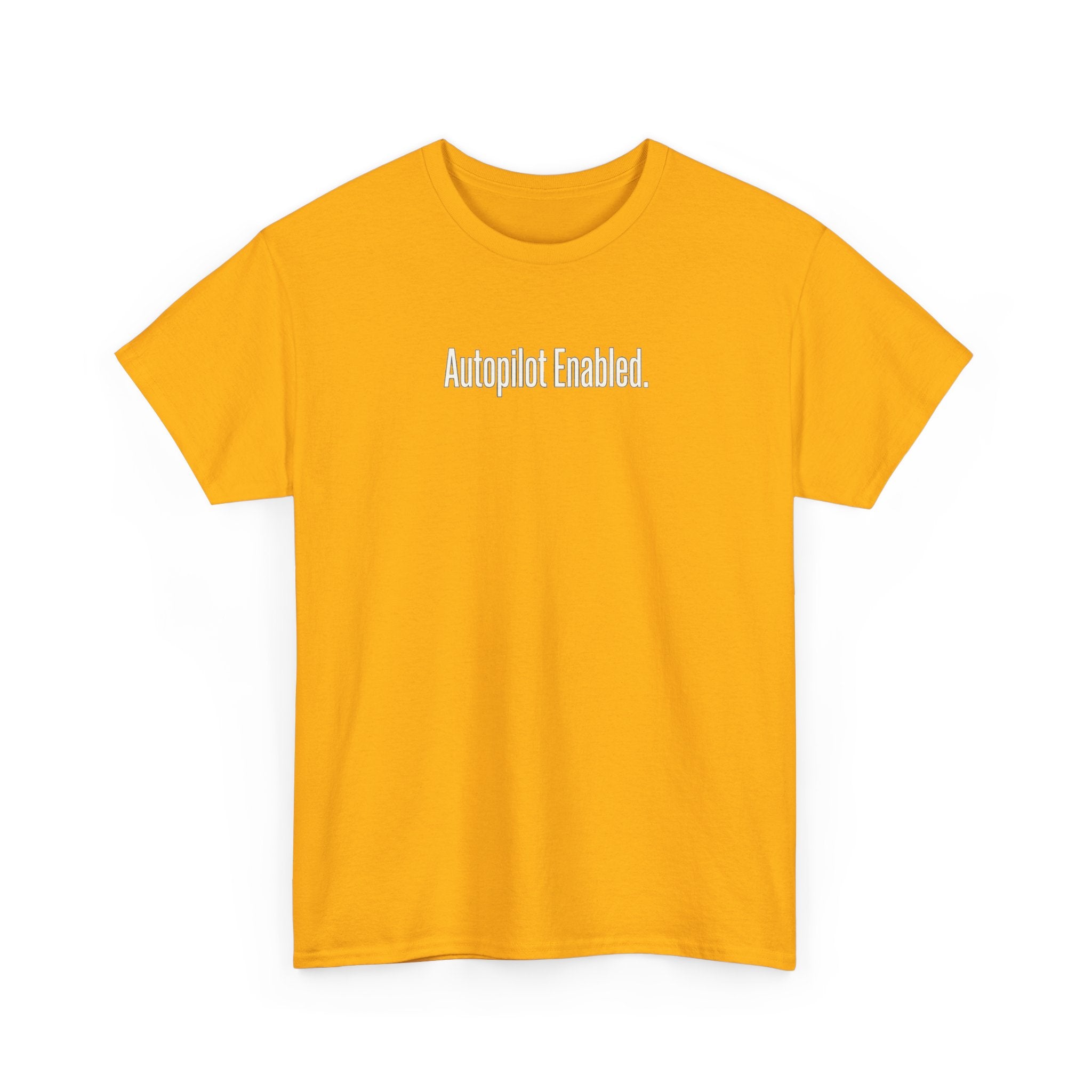 Autopilot Enabled Minimal Script Tee — White Cotton T‑Shirt