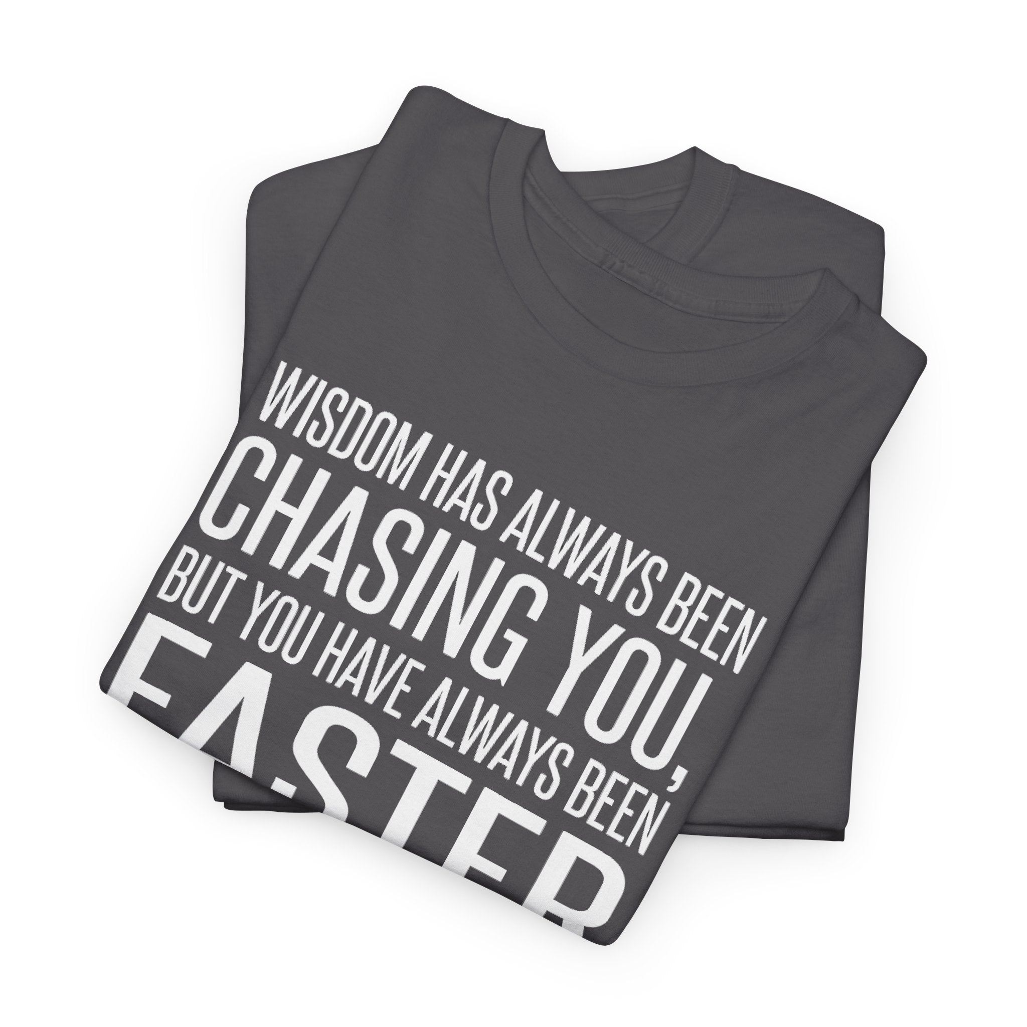 Funny Quote T-Shirt — "Wisdom Has Always Been Chasing You, But You Have Always Been Faster"