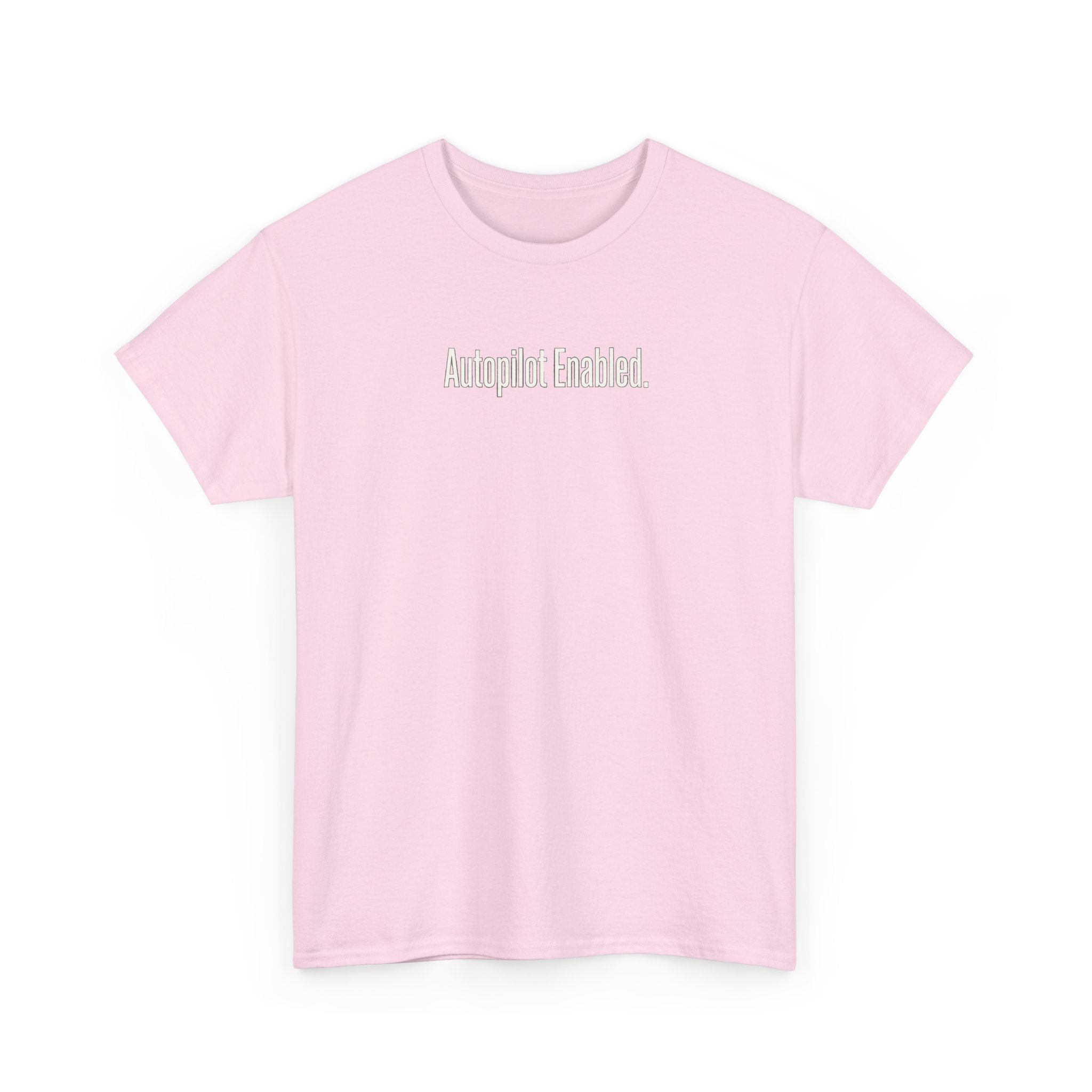 Autopilot Enabled Minimal Script Tee — White Cotton T‑Shirt