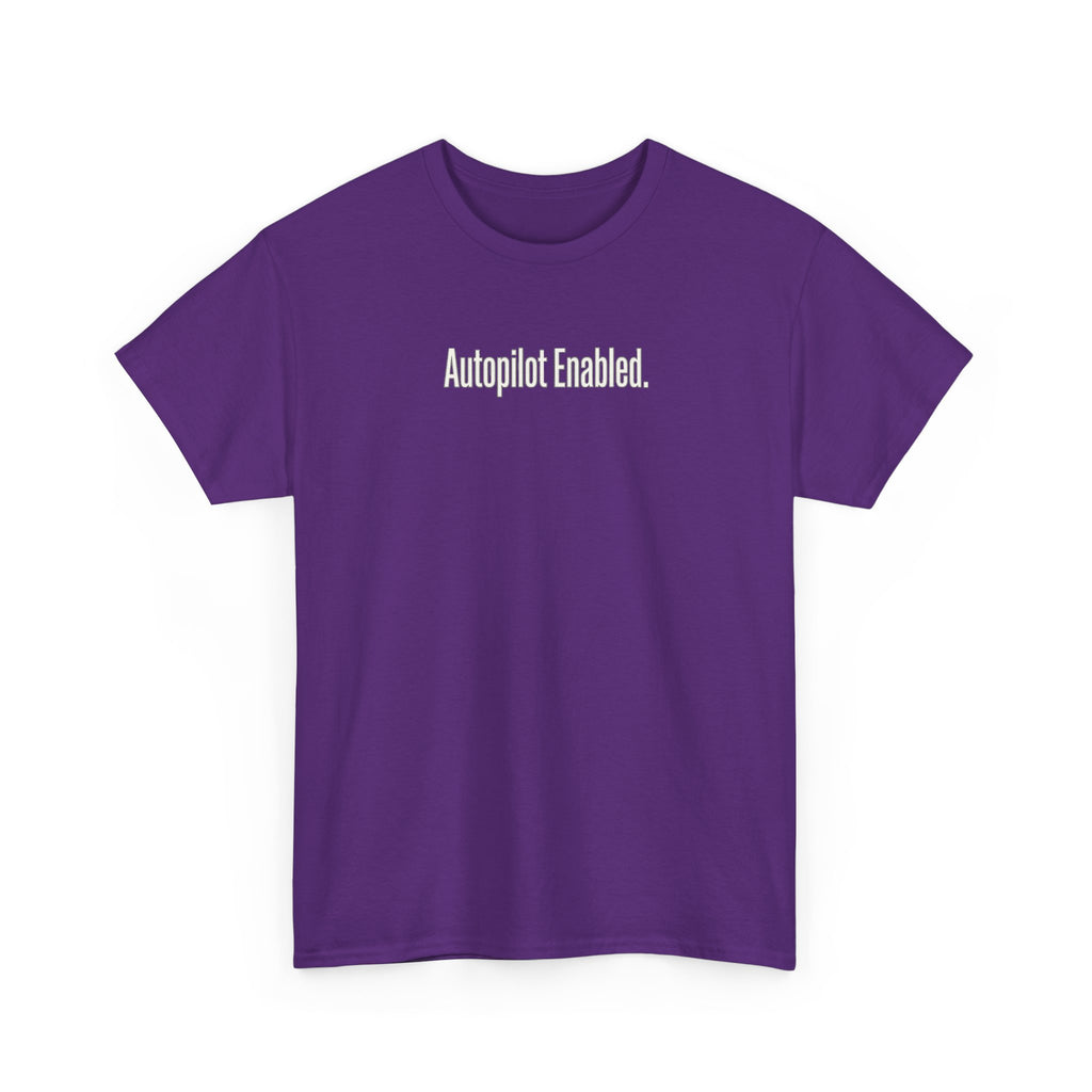 Autopilot Enabled Minimal Script Tee — White Cotton T‑Shirt