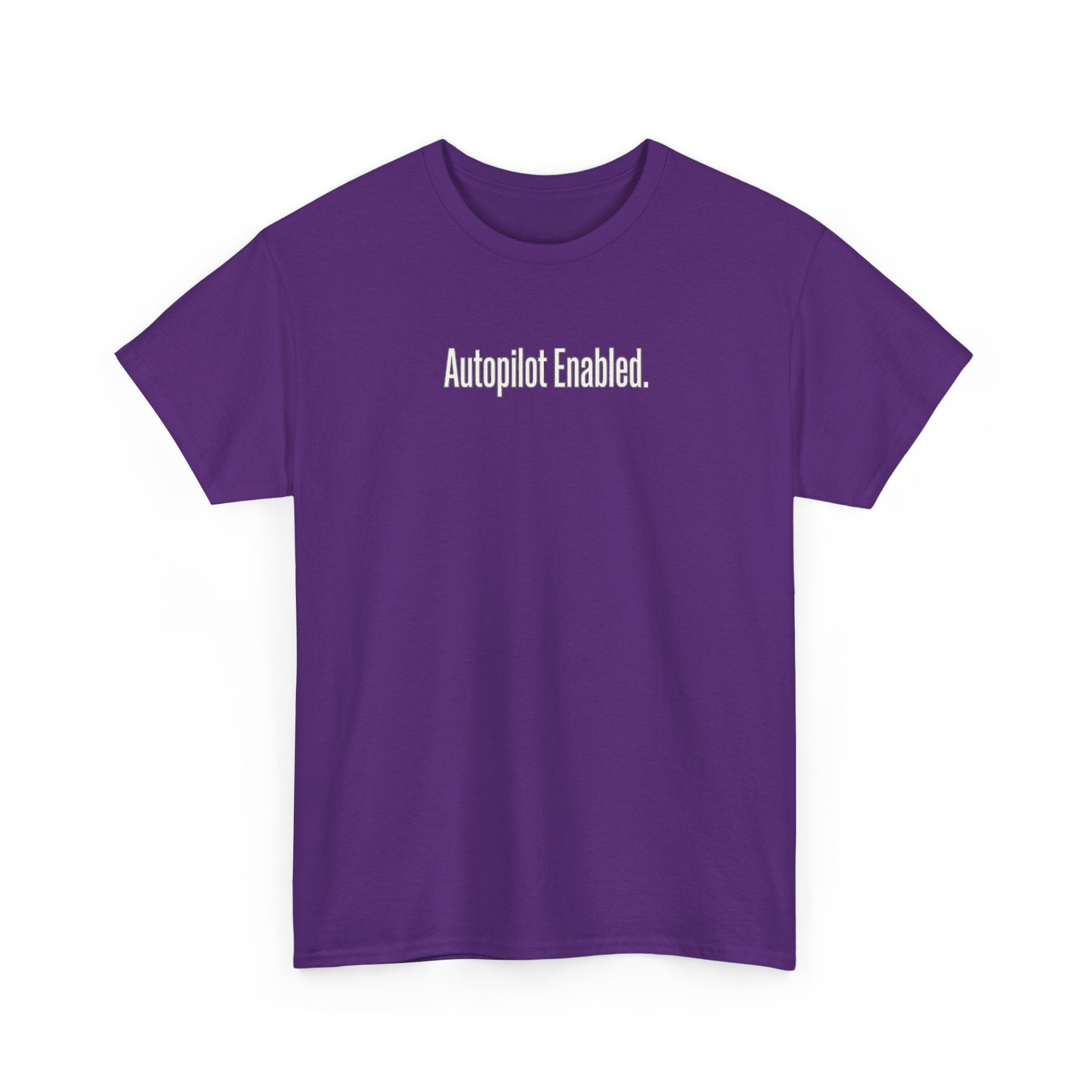 Autopilot Enabled Minimal Script Tee — White Cotton T‑Shirt