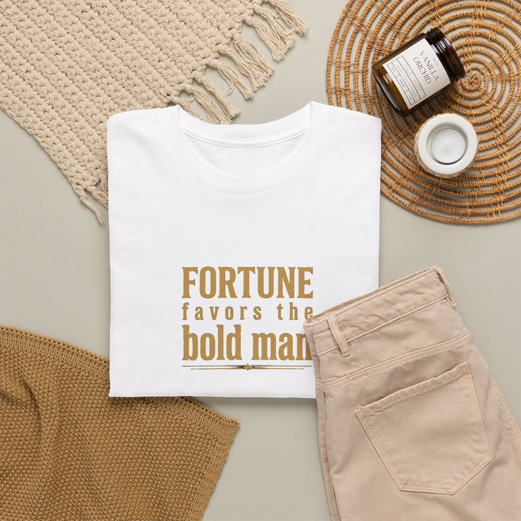 Fortune Favors the Bold Man T‑Shirt — Motivational Minimalist Graphic Tee