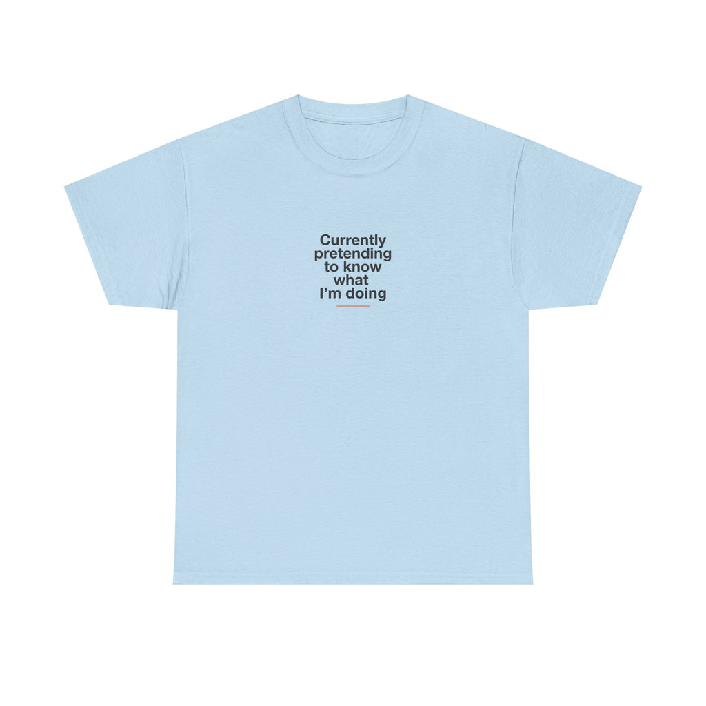 T-Shirt — 'Currently Pretending to Know What I’m Doing' Minimal Graphic Tee
