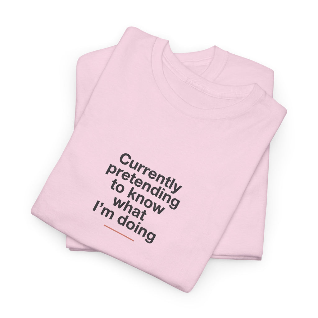 T-Shirt — 'Currently Pretending to Know What I’m Doing' Minimal Graphic Tee