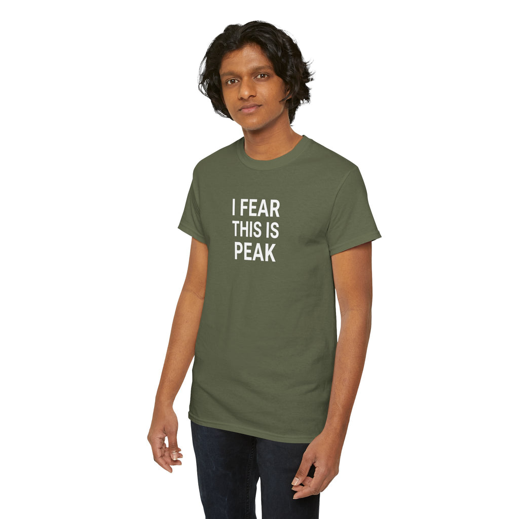 I Fear This Is Peak Tee — Funny Minimalist Graphic T-Shirt