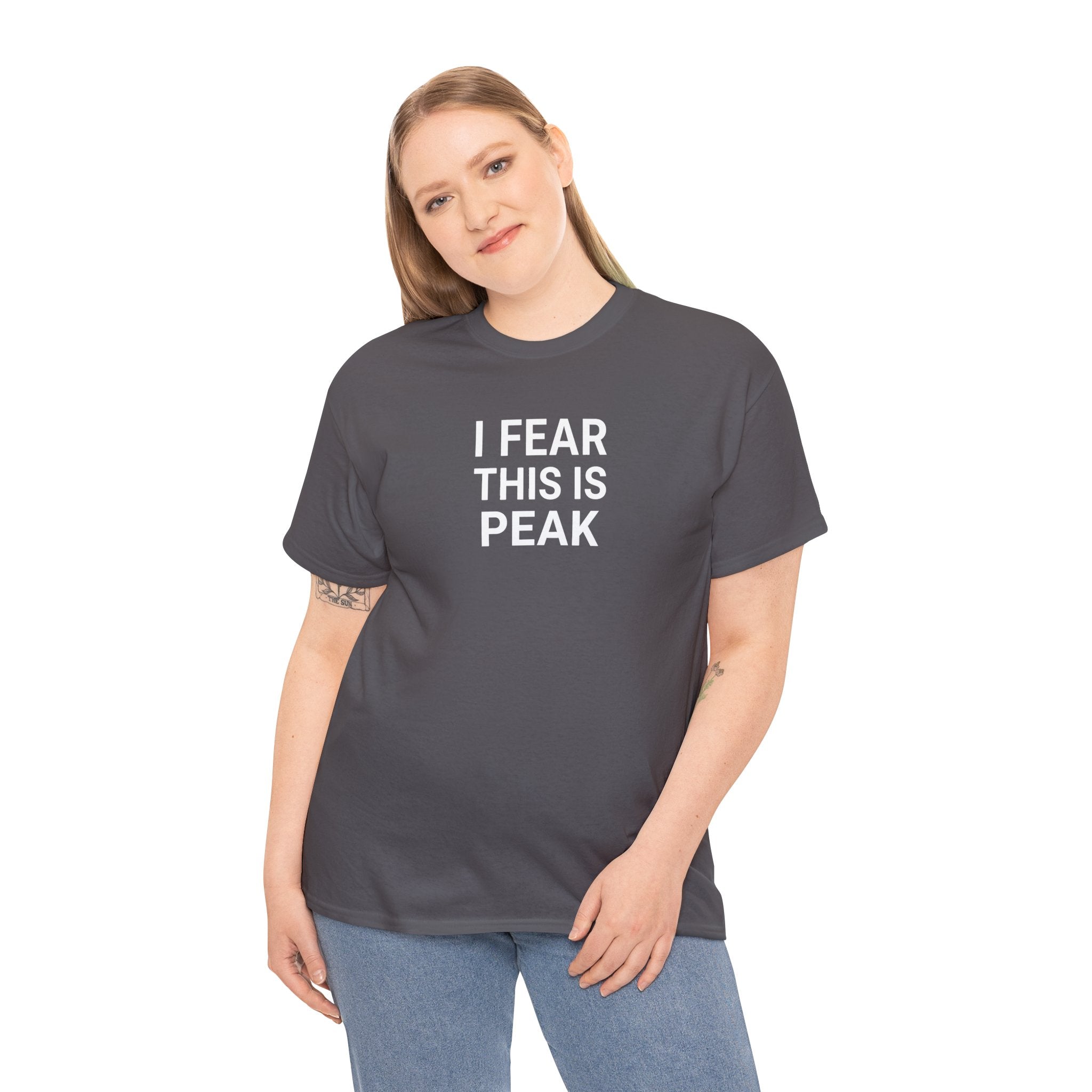 I Fear This Is Peak Tee — Funny Minimalist Graphic T-Shirt