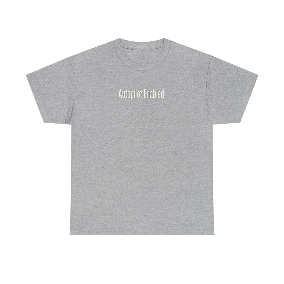 Autopilot Enabled Minimal Script Tee — White Cotton T‑Shirt