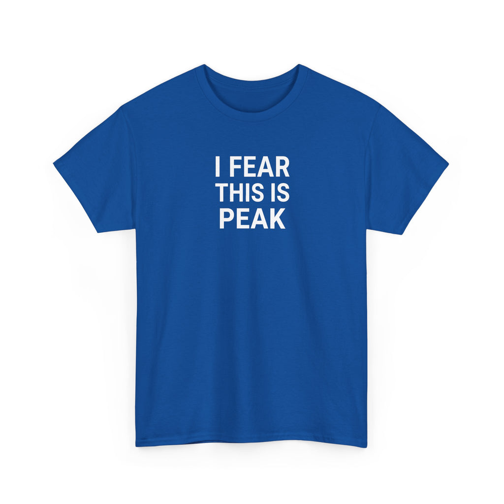 I Fear This Is Peak Tee — Funny Minimalist Graphic T-Shirt