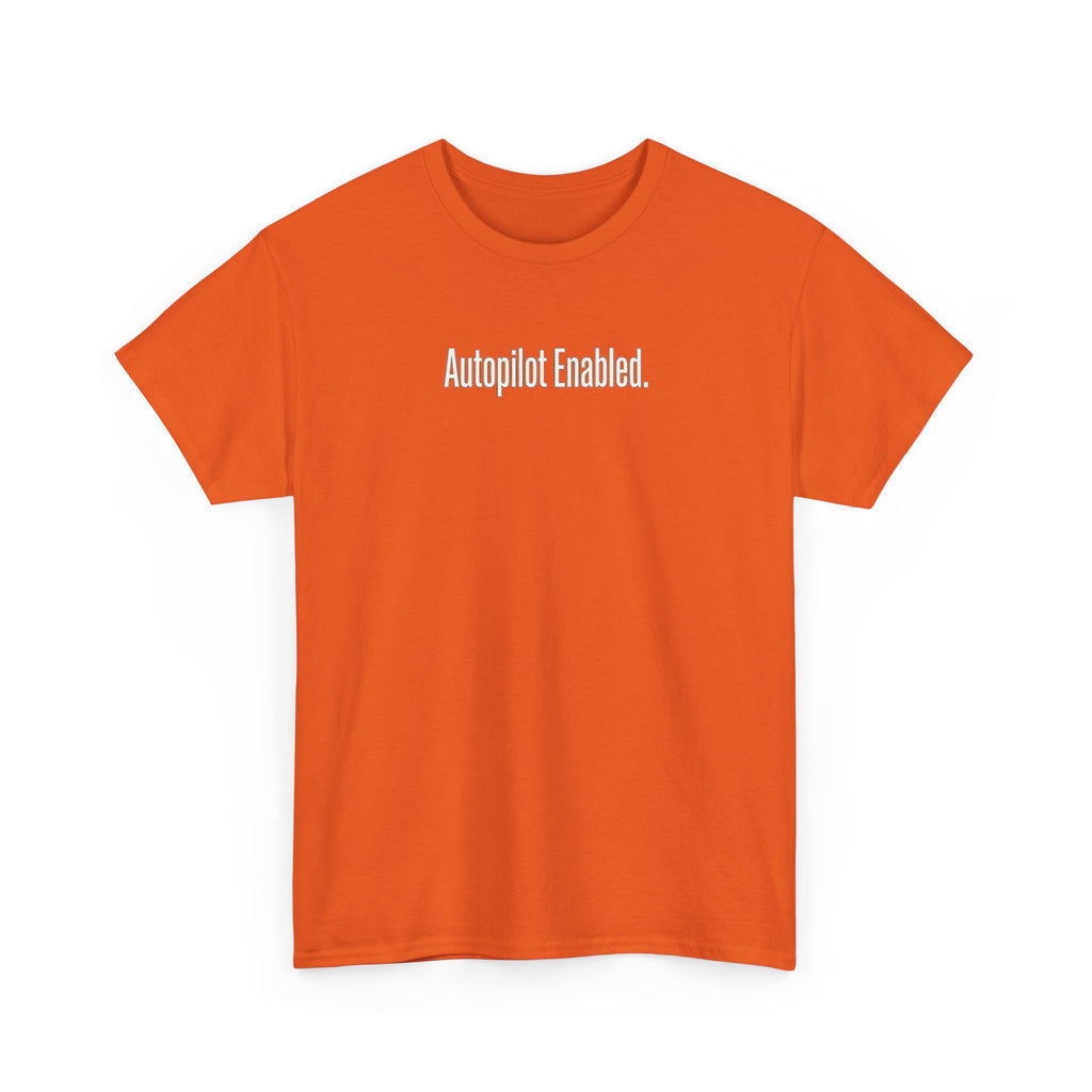 Autopilot Enabled Minimal Script Tee — White Cotton T‑Shirt