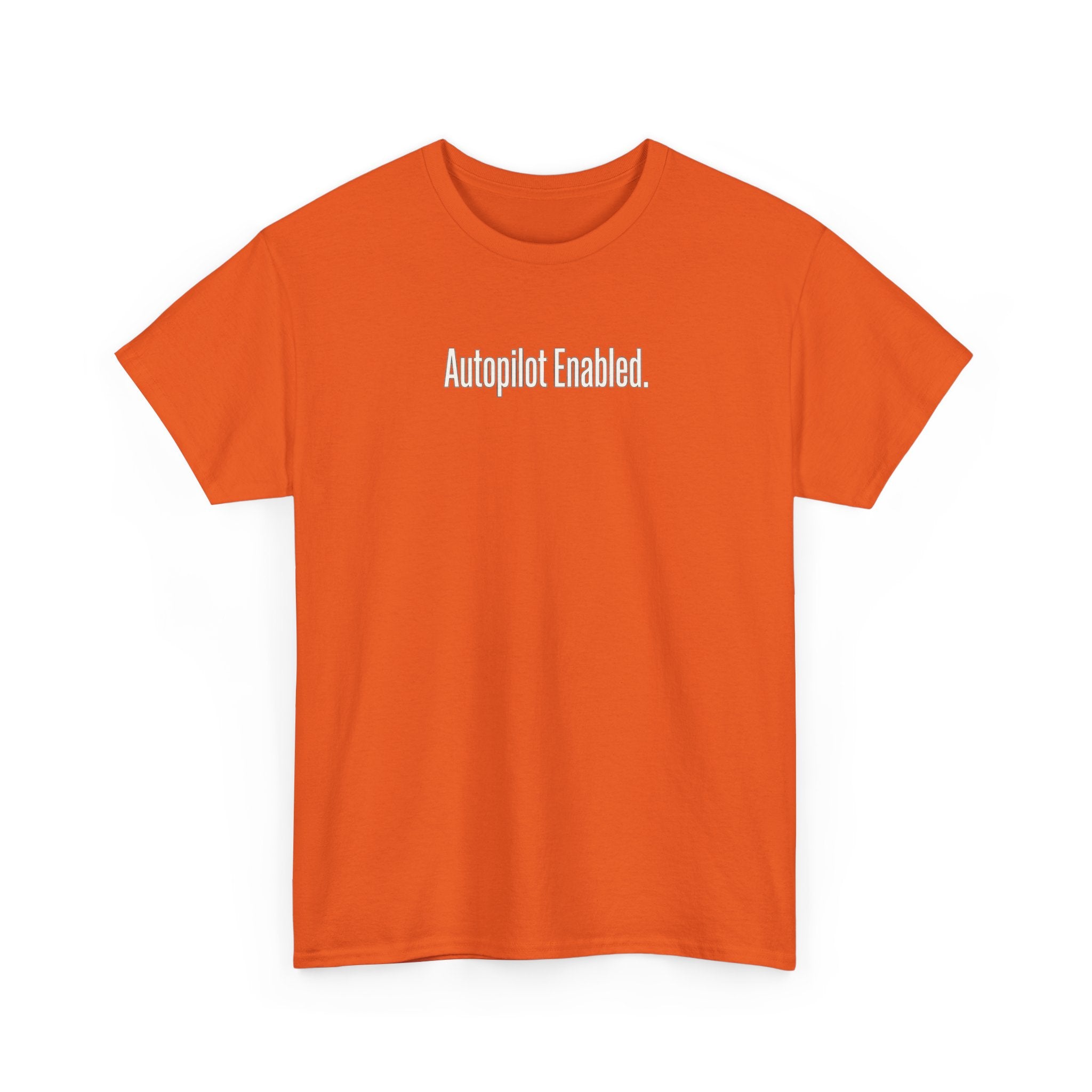 Autopilot Enabled Minimal Script Tee — White Cotton T‑Shirt