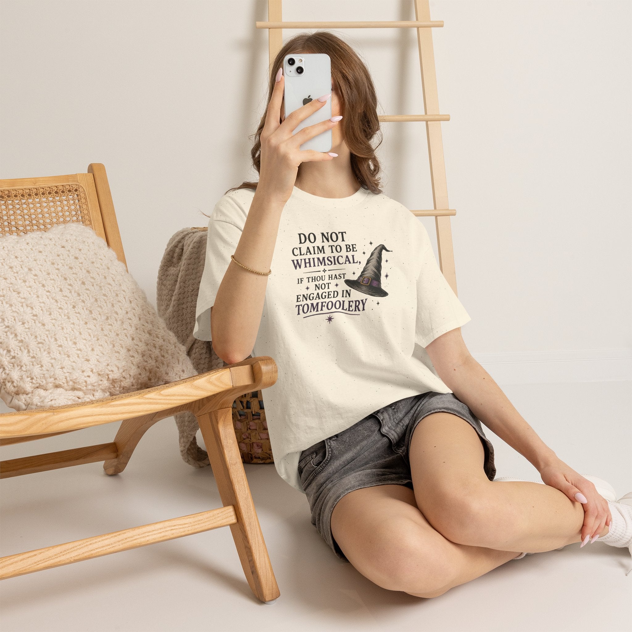 Whimsical Witch Quote Tee — "Do Not Claim to Be Whimsical" Cotton T‑Shirt