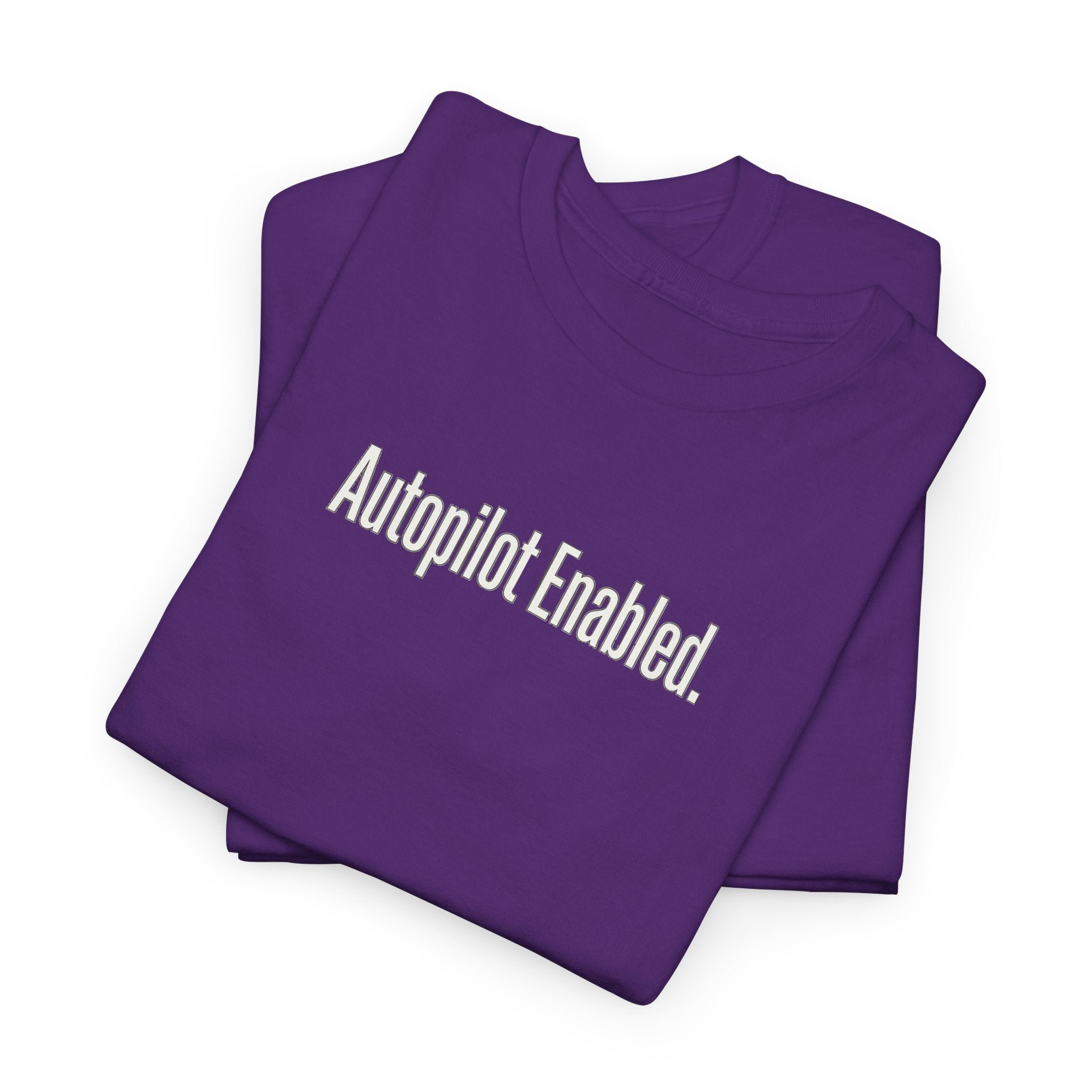 Autopilot Enabled Minimal Script Tee — White Cotton T‑Shirt