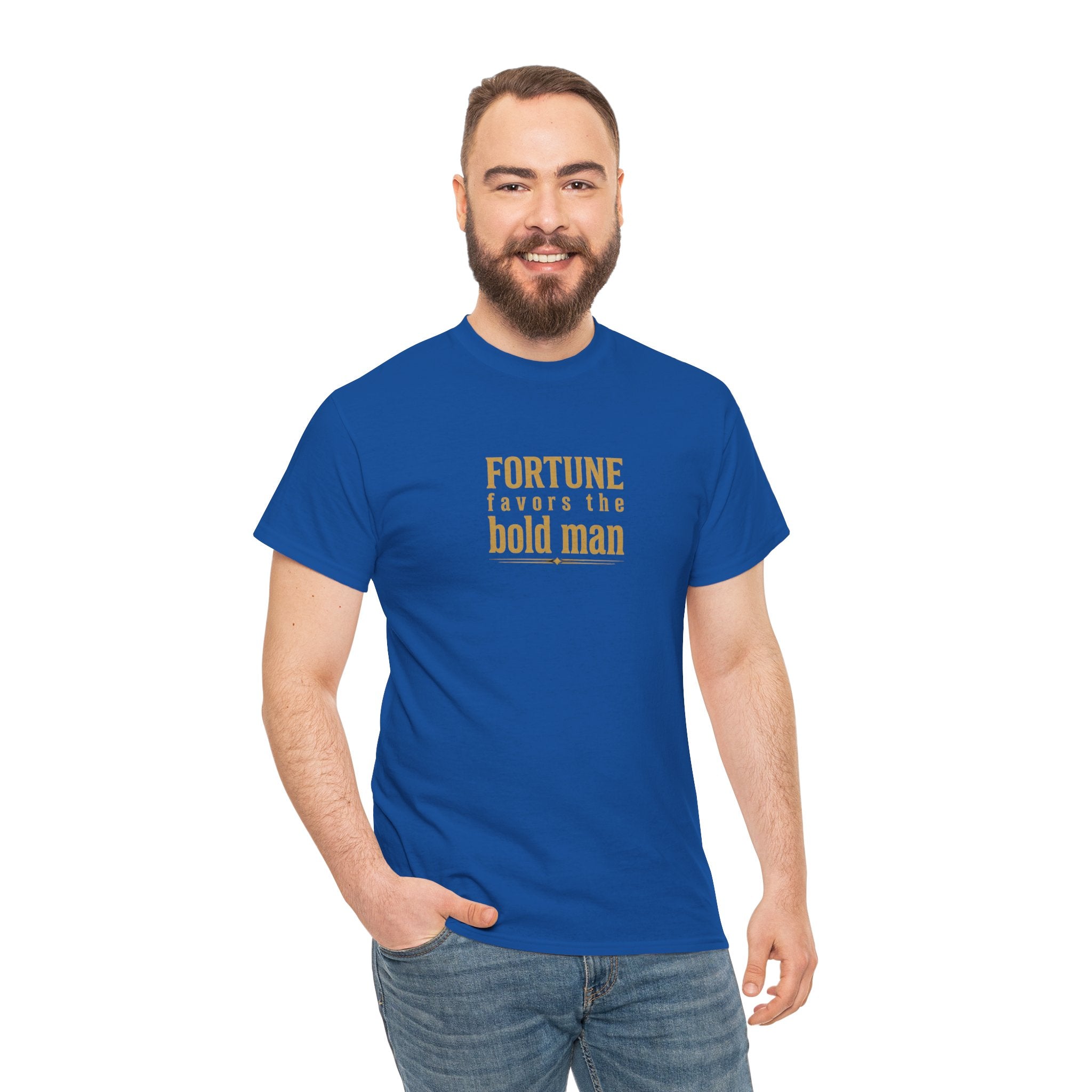 Fortune Favors the Bold Man T‑Shirt — Motivational Minimalist Graphic Tee