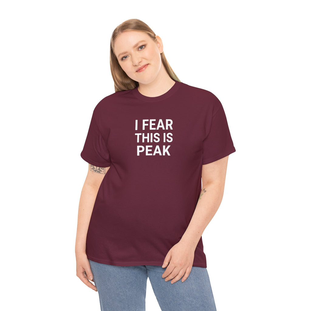 I Fear This Is Peak Tee — Funny Minimalist Graphic T-Shirt